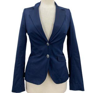 Ferrache Women's Casual Designer Navy Blue Linen Pockets Lined Two Button 36"